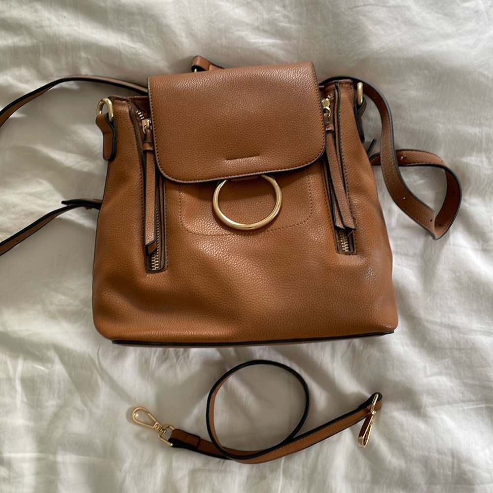 Chloe-style cognac backpack shoulder bag